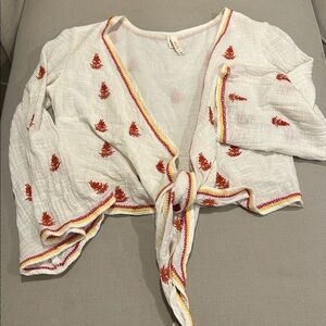 RAGA Bohemian Cotton Wrap Top Women's Size S